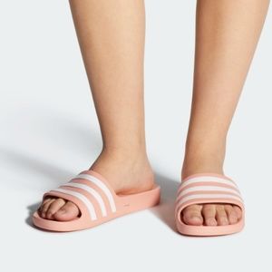 dusty pink adidas slides